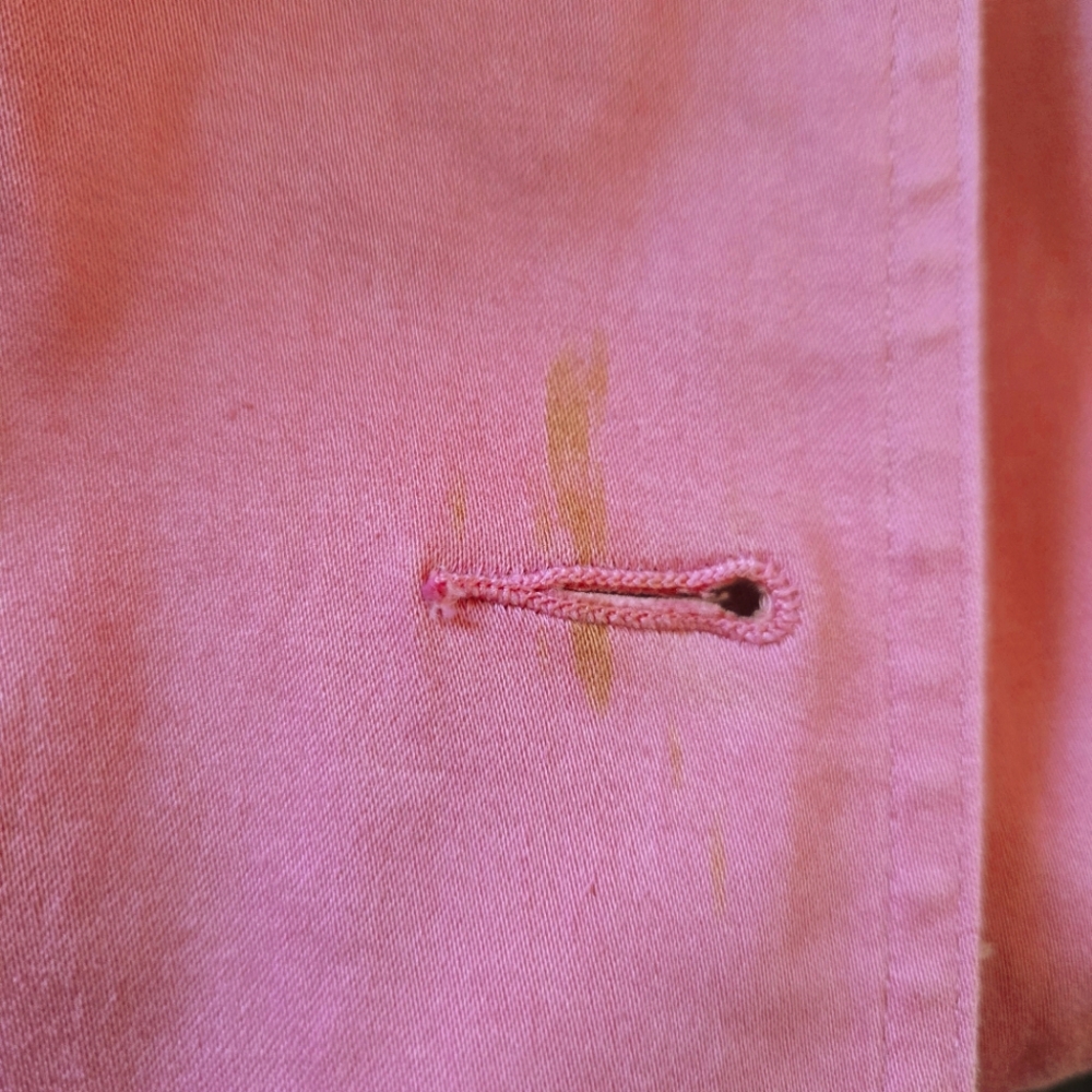 FLAWED* Midi Trench Coat Salmon Pink, Rhinestone Buttons/Belt Zebra Print Lining - Picture 12 of 12
